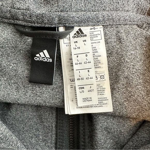 Adidas Designed 2 Move Gray 3 Stripe Track Jacket Women’s Size L (16-18) - Picture 7 of 8